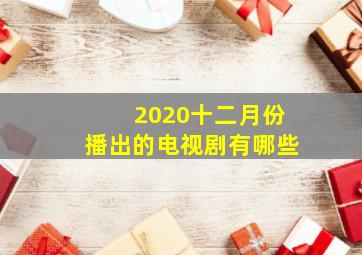 2020十二月份播出的电视剧有哪些