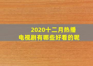 2020十二月热播电视剧有哪些好看的呢