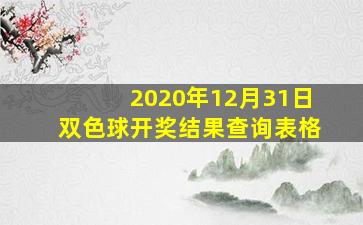 2020年12月31日双色球开奖结果查询表格