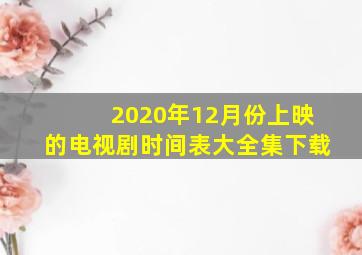 2020年12月份上映的电视剧时间表大全集下载