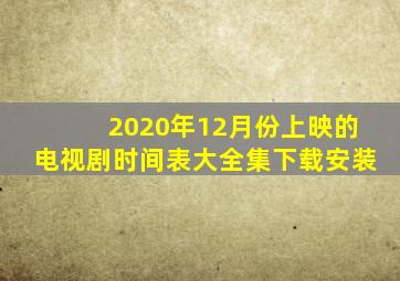 2020年12月份上映的电视剧时间表大全集下载安装