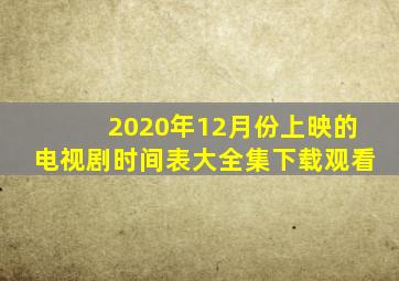 2020年12月份上映的电视剧时间表大全集下载观看