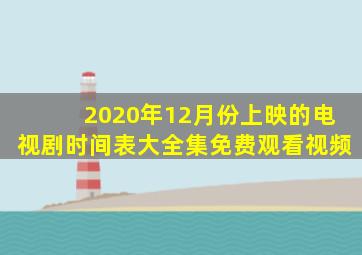 2020年12月份上映的电视剧时间表大全集免费观看视频