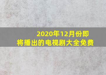 2020年12月份即将播出的电视剧大全免费