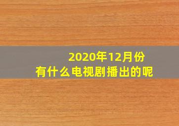 2020年12月份有什么电视剧播出的呢