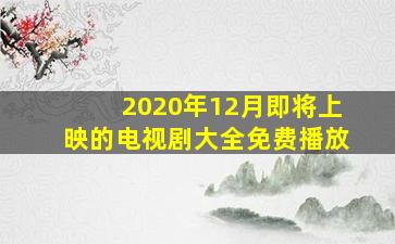 2020年12月即将上映的电视剧大全免费播放