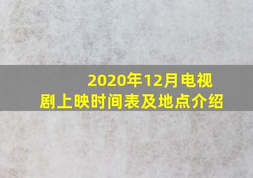 2020年12月电视剧上映时间表及地点介绍