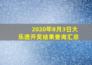 2020年8月3日大乐透开奖结果查询汇总