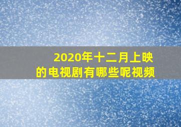 2020年十二月上映的电视剧有哪些呢视频