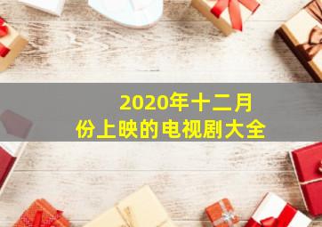 2020年十二月份上映的电视剧大全