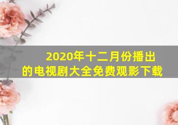 2020年十二月份播出的电视剧大全免费观影下载