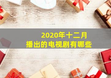 2020年十二月播出的电视剧有哪些