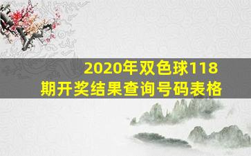 2020年双色球118期开奖结果查询号码表格