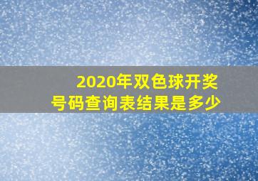 2020年双色球开奖号码查询表结果是多少