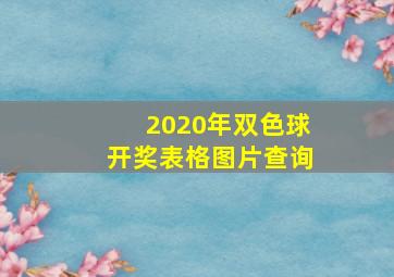 2020年双色球开奖表格图片查询