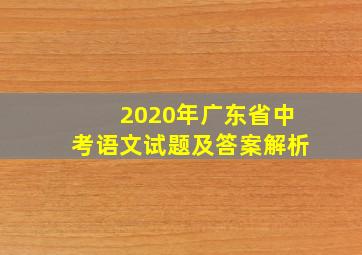 2020年广东省中考语文试题及答案解析