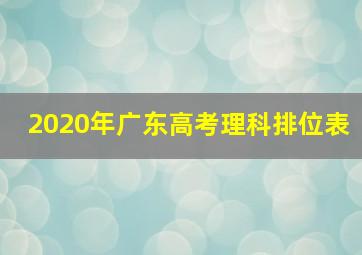 2020年广东高考理科排位表