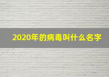 2020年的病毒叫什么名字