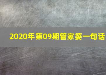 2020年第09期管家婆一句话