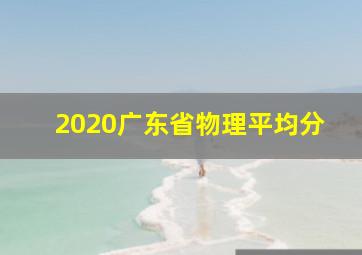 2020广东省物理平均分