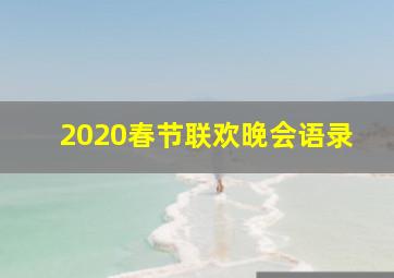 2020春节联欢晚会语录