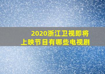 2020浙江卫视即将上映节目有哪些电视剧