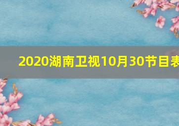 2020湖南卫视10月30节目表