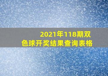 2021年118期双色球开奖结果查询表格