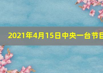 2021年4月15日中央一台节目