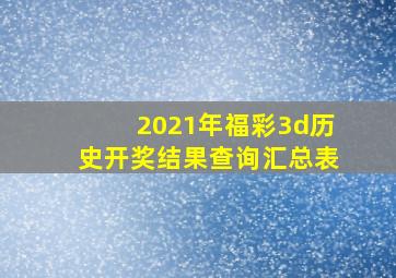 2021年福彩3d历史开奖结果查询汇总表