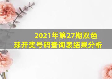 2021年第27期双色球开奖号码查询表结果分析