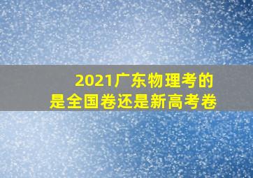 2021广东物理考的是全国卷还是新高考卷