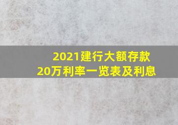 2021建行大额存款20万利率一览表及利息