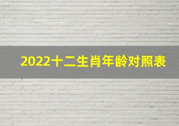 2022十二生肖年龄对照表