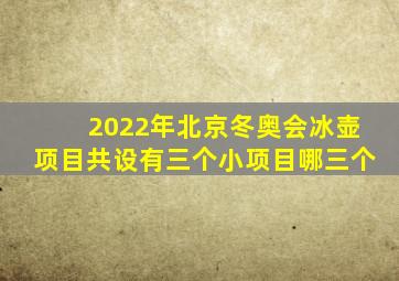 2022年北京冬奥会冰壶项目共设有三个小项目哪三个