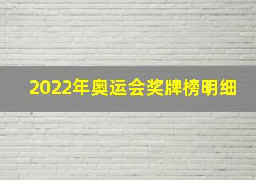 2022年奥运会奖牌榜明细