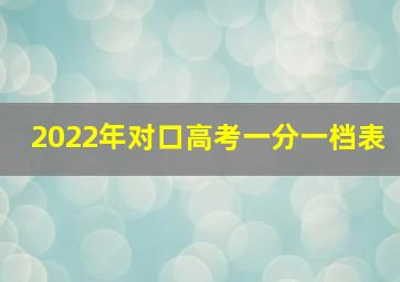 2022年对口高考一分一档表