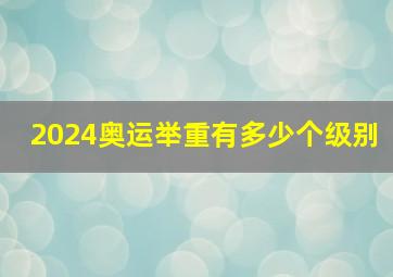 2024奥运举重有多少个级别