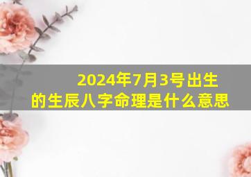 2024年7月3号出生的生辰八字命理是什么意思