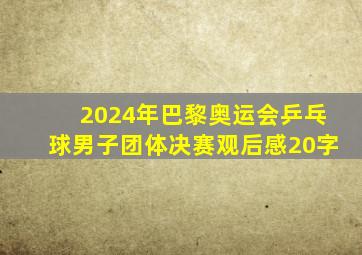 2024年巴黎奥运会乒乓球男子团体决赛观后感20字