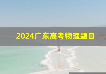 2024广东高考物理题目