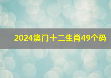 2024澳门十二生肖49个码