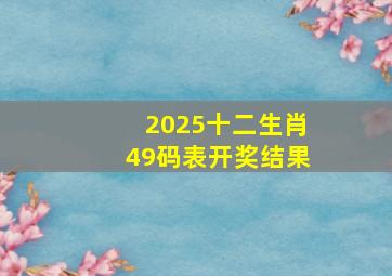 2025十二生肖49码表开奖结果