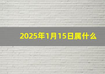 2025年1月15日属什么