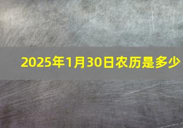 2025年1月30日农历是多少