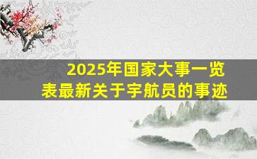 2025年国家大事一览表最新关于宇航员的事迹