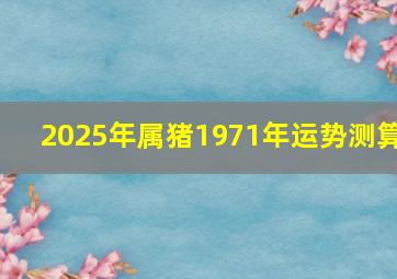 2025年属猪1971年运势测算