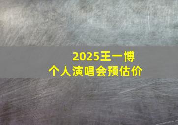 2025王一博个人演唱会预估价