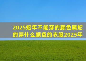 2025蛇年不能穿的颜色属蛇的穿什么颜色的衣服2025年