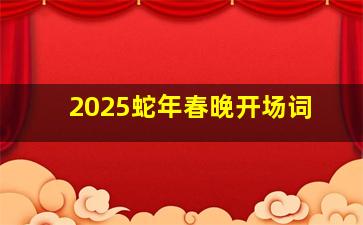 2025蛇年春晚开场词